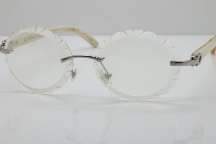 Cartier Rimless Original Genuine Natural Horn T8200761 Optical In Gold Transparent Carved Lens