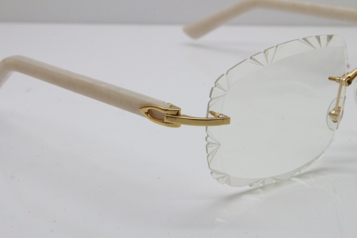 Cartier T8200762 Rimless Optical In Silver Transparent Carved Lens