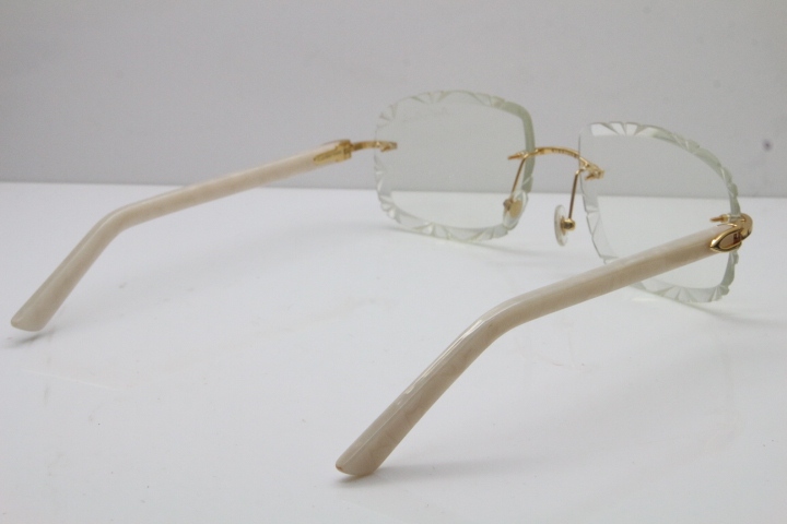 Cartier T8200762 Rimless Optical In Silver Transparent Carved Lens