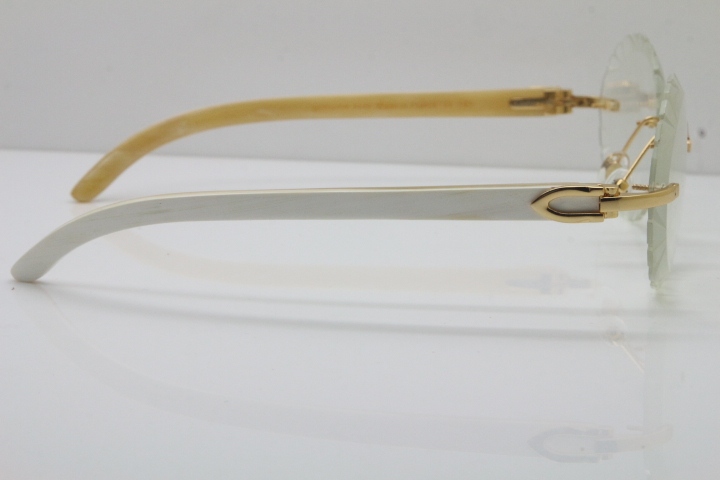 Cartier Rimless Original Genuine Natural Horn T8200761 Optical In Gold Transparent Carved Lens