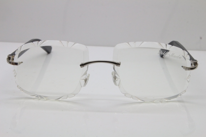 Cartier T8200762 Rimless Optical In Silver Transparent Carved Lens