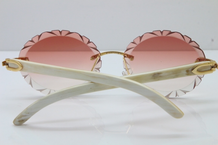 Cartier Rimless Original Genuine Natural Horn T8200761 Sunglasses In Gold Pink Carved Lens