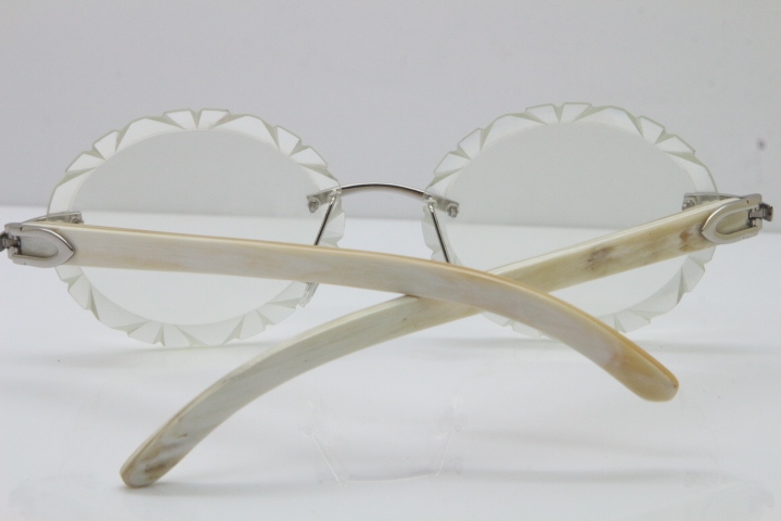 Cartier Rimless Original Genuine Natural Horn T8200761 Optical In Gold Transparent Carved Lens