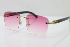 Cartier Rimless Original Black Buffalo Horn T8300816 Sunglasses in Gold Pink Lens Hot