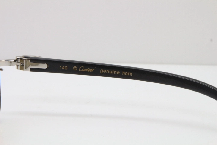 Cartier Rimless Original White Inside Black Buffalo Horn T8300816 Sunglasses in Gold Brown Lens Hot