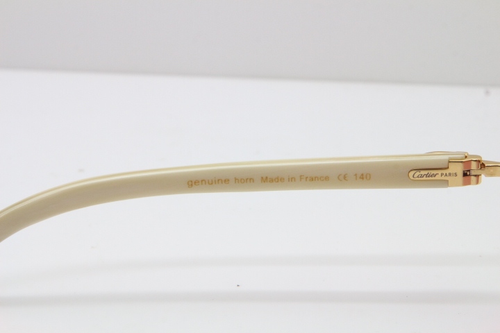 Cartier Rimless Original White Genuine Natural Horn T8300816 Sunglasses in Gold Pink Lens Hot