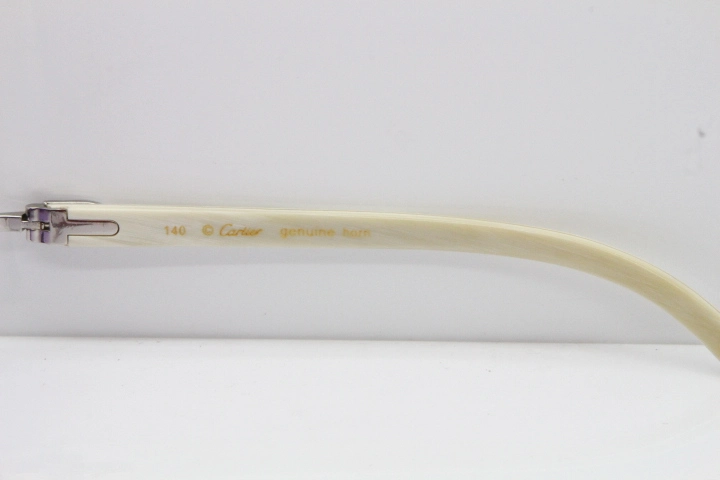 Cartier Rimless 8300816 Original White Genuine Natural Sunglasses In Gold Purple Carved Lens