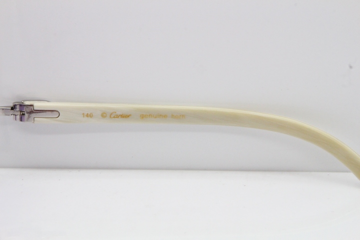 Cartier Rimless 8300816 Original White Genuine Natural Sunglasses In Gold Purple Carved Lens