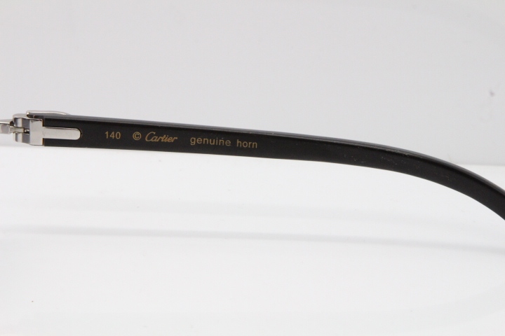 Cartier Rimless Original Black Flower Buffalo Horn 8200759 Sunglasses In Gold Gray Lens