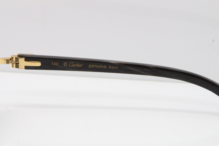 Cartier Rimless Original Black Flower Buffalo Horn 8200759 Sunglasses In Silver Dark Lens