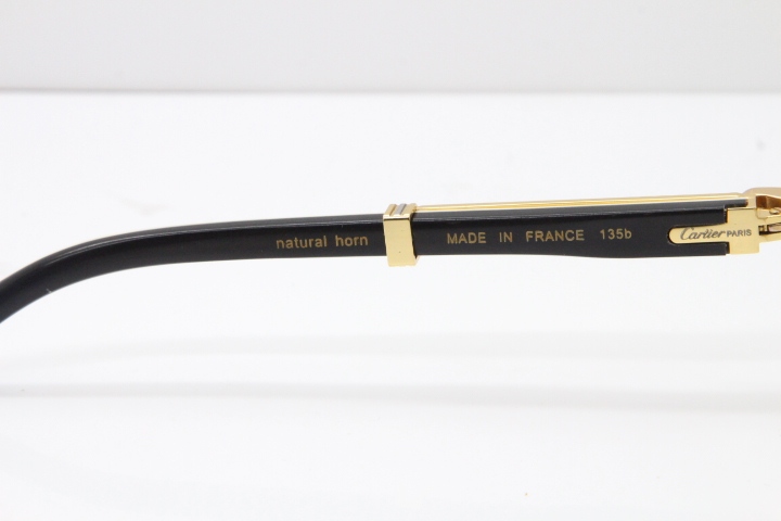 Cartier T7550178 White Inside Black Buffalo Horn Smaller Big Stones Vintage Eyeglasses In Gold（Limited edition）