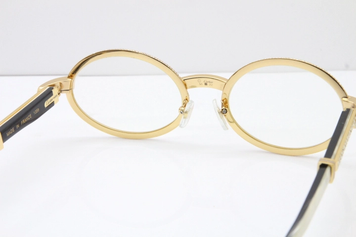 Cartier T7550178 White Inside Black Buffalo Horn Smaller Big Stones Vintage Eyeglasses In Gold（Limited edition）