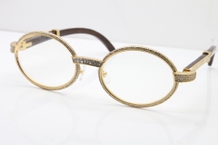 Cartier Eyeglasses T7550178 Wood Smaller Big Stones Vintage Optical In Gold（Limited edition）