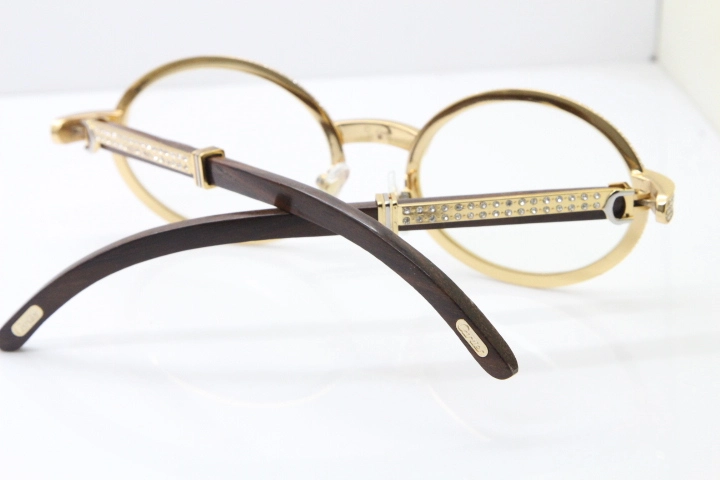 Cartier Eyeglasses T7550178 Wood Smaller Big Stones Vintage Optical In Gold（Limited edition）