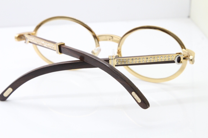 Cartier Eyeglasses T7550178 Wood Smaller Big Stones Vintage Optical In Gold（Limited edition）