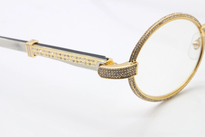 Cartier T7550178 White Inside Black Buffalo Horn Smaller Big Stones Vintage Eyeglasses In Gold（Limited edition）