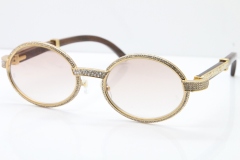 Cartier T7550178 Wood Smaller Big Stones Vintage Sunglasses In Gold Brown Lens（Limited edition）