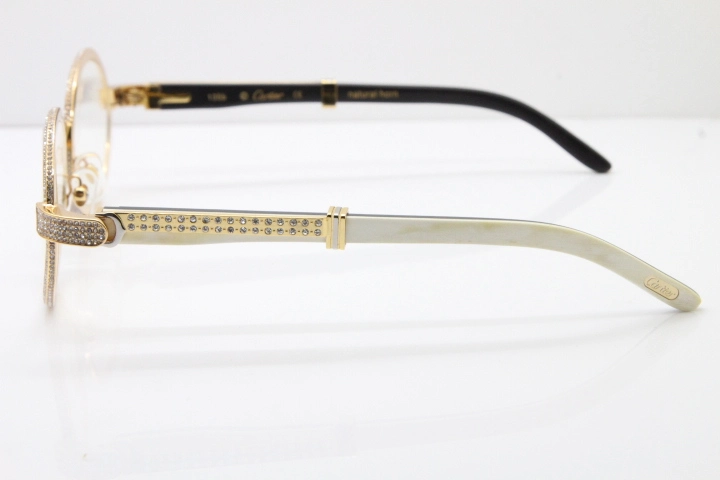 Cartier T7550178 White Inside Black Buffalo Horn Smaller Big Stones Vintage Eyeglasses In Gold（Limited edition）