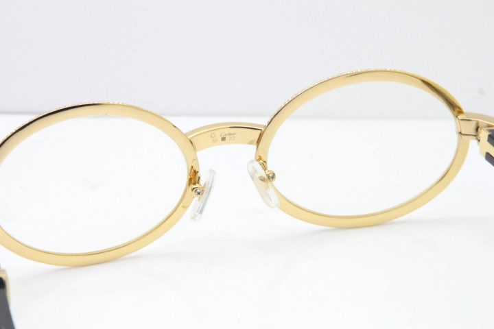 Cartier T7550178 Black Buffalo Horn Smaller Big Stones Vintage Eyeglasses In Gold（Limited edition）