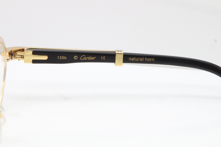 Cartier T7550178 Black Buffalo Horn Smaller Big Stones Vintage Eyeglasses In Gold（Limited edition）