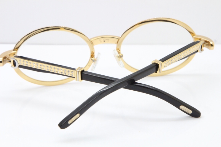 Cartier T7550178 Black Buffalo Horn Smaller Big Stones Vintage Eyeglasses In Gold（Limited edition）