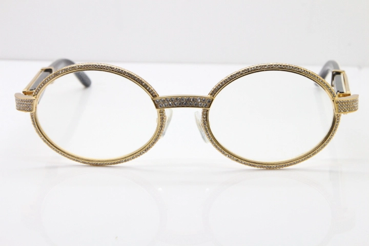 Cartier T7550178 White Inside Black Buffalo Horn Smaller Big Stones Vintage Eyeglasses In Gold（Limited edition）