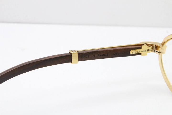 Cartier Eyeglasses T7550178 Wood Smaller Big Stones Vintage Optical In Gold（Limited edition）