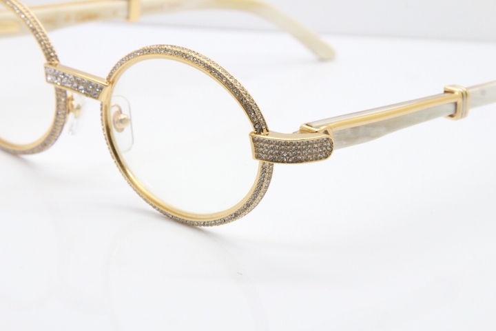 Cartier Smaller Big Stones 7550178 White Genuine Natural Horn Eyeglasses Vintage In Gold（Limited edition）