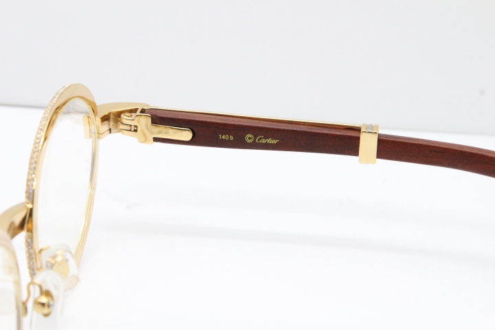 Cartier Vintage 7550178 Wood Smaller Big Stones Eyeglasses In Gold（Limited edition）