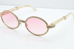 Cartier Smaller Big Stones 7550178 White Genuine Natural Horn Sunglasses Vintage In Gold Pink Lens（Limited edition）