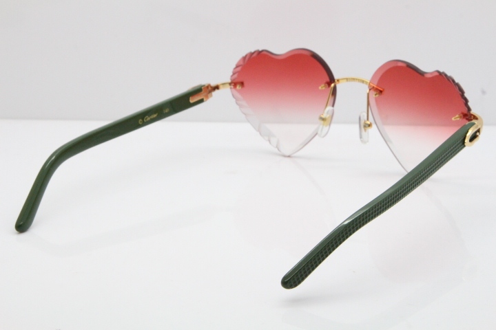 Cartier Rimless 3524012 Heart Green Aztec sunglasses in Gold Red Lens