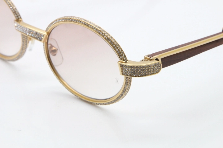 Cartier Vintage 7550178 Wood Smaller Big Stones Sunglasses In Gold Brown Lens（Limited edition