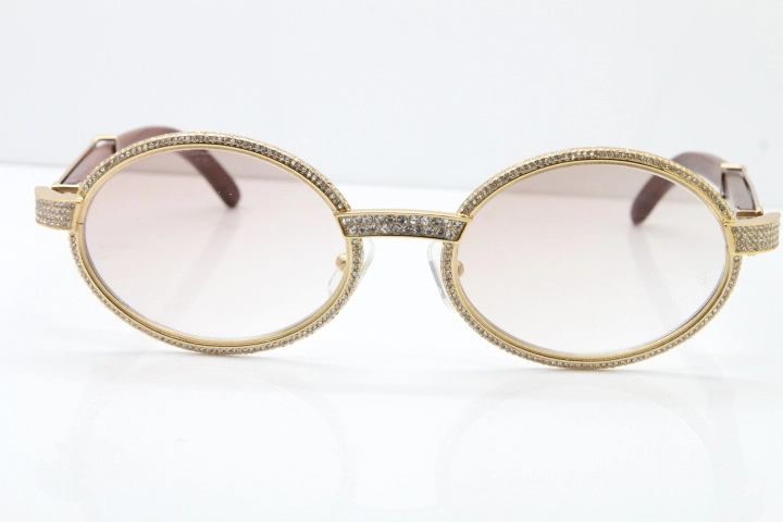 Cartier Vintage 7550178 Wood Smaller Big Stones Sunglasses In Gold Brown Lens（Limited edition