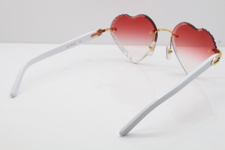 Cartier Rimless 3524012 Heart White Aztec sunglasses in Gold Red Lens