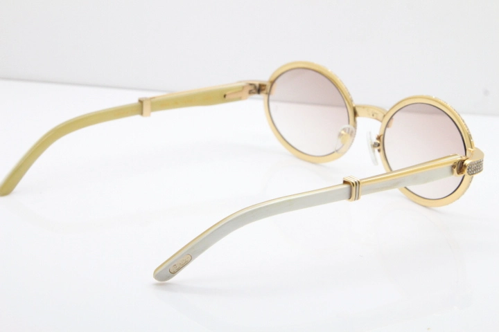 Cartier Smaller Big Stones 7550178 White Genuine Natural Horn Sunglasses Vintage In Gold Brown Lens（Limited edition）