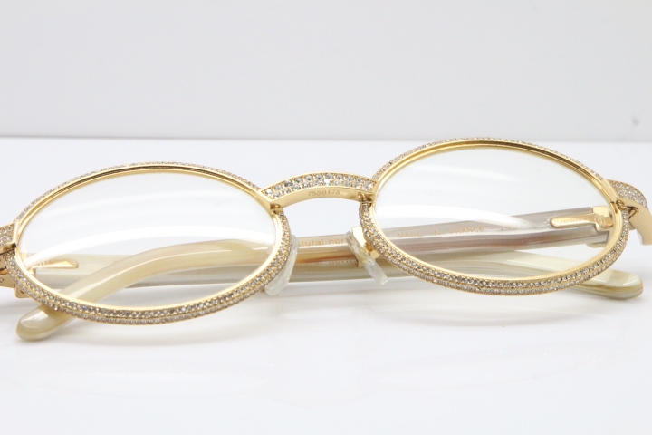 Cartier Smaller Big Stones 7550178 White Genuine Natural Horn Eyeglasses Vintage In Gold（Limited edition）