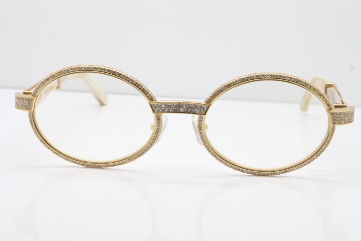 Cartier Smaller Big Stones 7550178 White Genuine Natural Horn Eyeglasses Vintage In Gold（Limited edition）