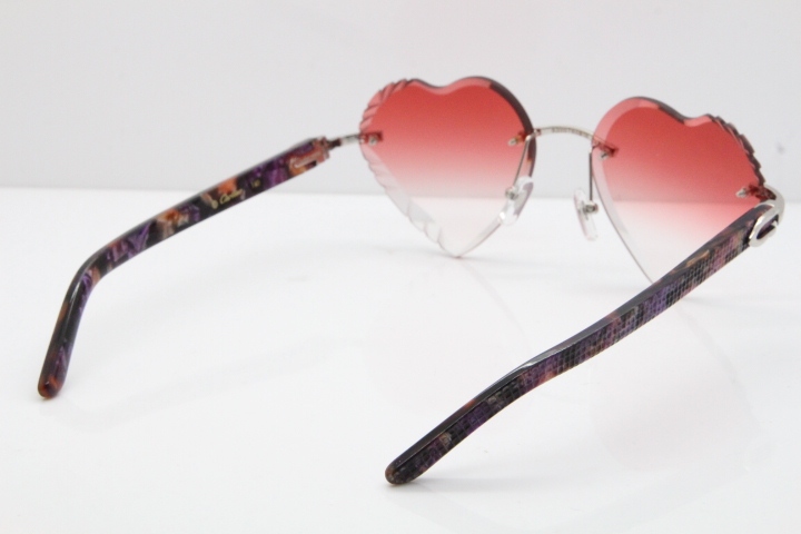 Cartier Rimless 3524012 Heart Marble Purple Aztec sunglasses in Gold Red Lens