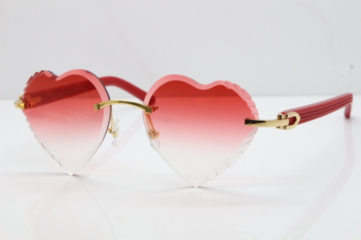 Cartier Rimless 3524012 Heart Red Aztec sunglasses in Gold Red Lens