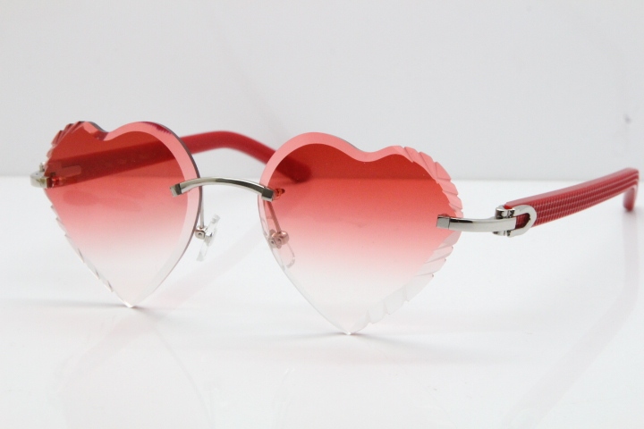 Cartier Rimless 3524012 Heart Red Aztec sunglasses in Gold Red Lens