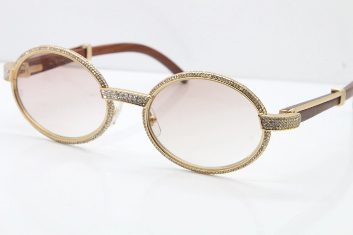 Cartier Vintage 7550178 Wood Smaller Big Stones Sunglasses In Gold Brown Lens（Limited edition