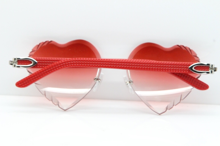 Cartier Rimless 3524012 Heart Red Aztec sunglasses in Gold Red Lens