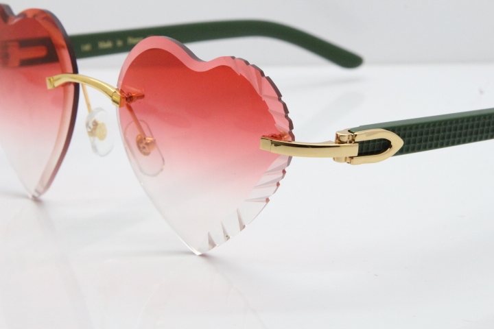 Cartier Rimless 3524012 Heart Green Aztec sunglasses in Gold Red Lens