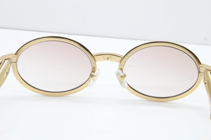 Cartier Smaller Big Stones 7550178 White Genuine Natural Horn Sunglasses Vintage In Gold Brown Lens（Limited edition）