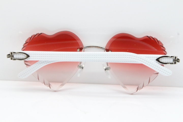 Cartier Rimless 3524012 Heart White Aztec sunglasses in Gold Red Lens