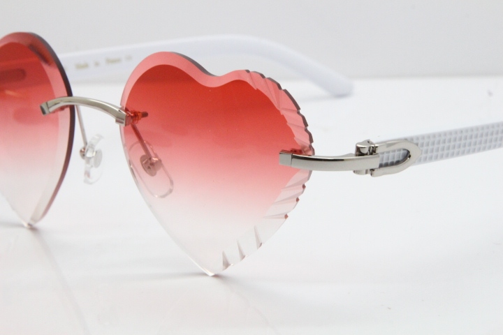 Cartier Rimless 3524012 Heart White Aztec sunglasses in Gold Red Lens