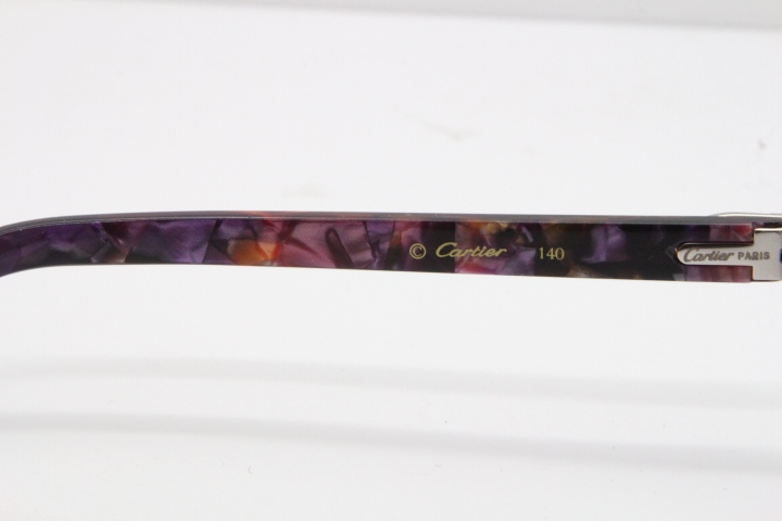 Cartier Rimless 8300816 Marble Purple Aztec Sunglasses In Gold Purple Lens