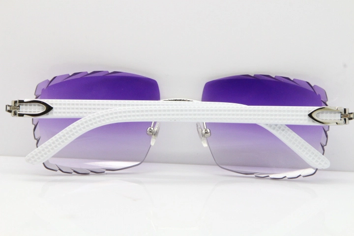 Cartier Rimless 8300816 White Aztec Sunglasses In Gold Purple Lens