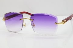 Cartier Rimless 8300816  Marble Red Aztec Sunglasses In Gold Purple Lens