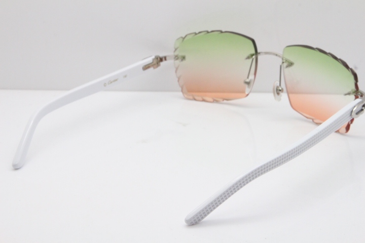 Cartier Rimless 8300816 White Aztec Sunglasses In Gold Mix Green Pink Lens